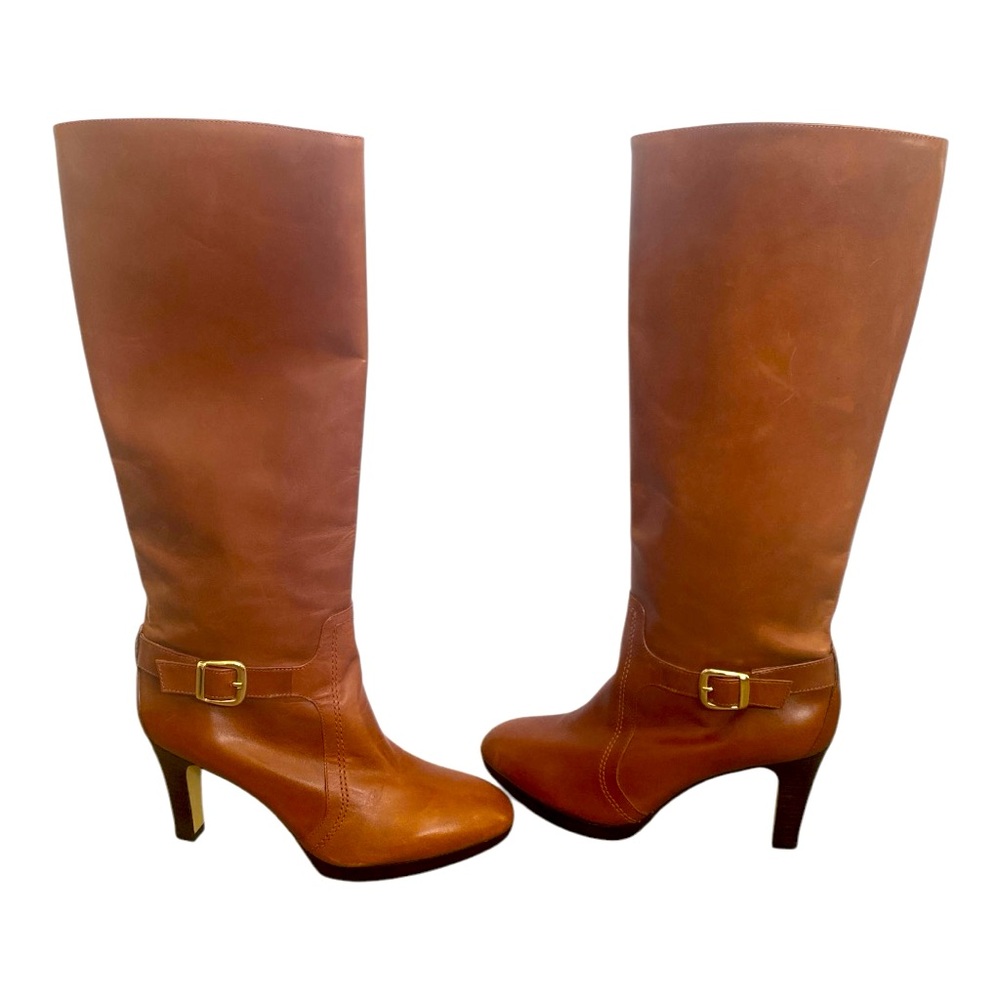 Alex Marie Cognac Color Side Buckle‎ Leather Boots Size 8M